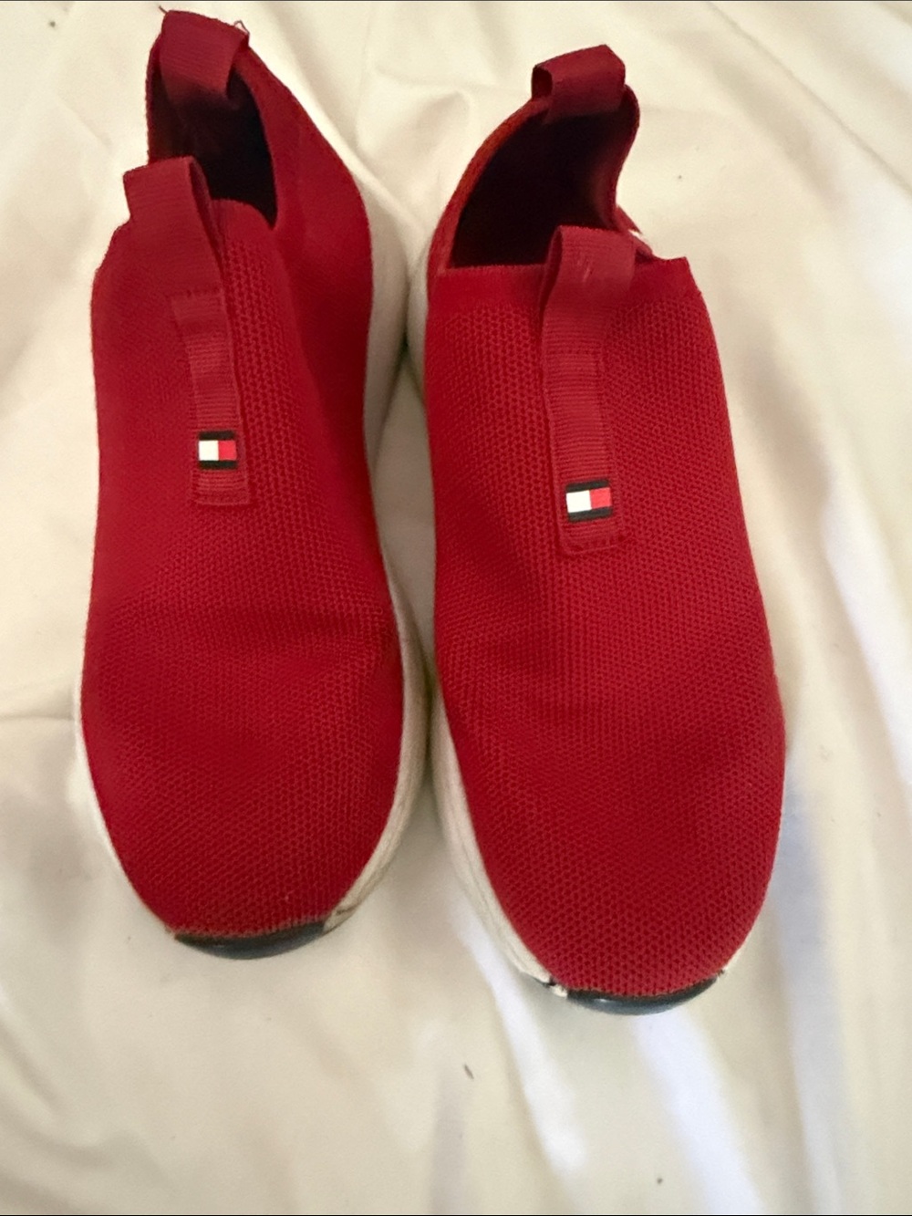 Tommy Hilfiger Men's Red Knit Slip-On Sneakers